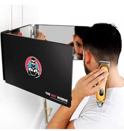 The 360 Mirror - 3 Way Mirror for Self Hair Cutting - Adjutable Trifold Barber Mirro  (with LEDs)