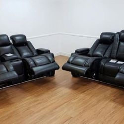 Power Reclining Midnight LED Night Party Time Sofa And Loveseat Set | Living Room By Ashley @ Fast Delivery 🚚 Or Pick Up Available 