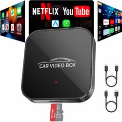 Wireless Carplay & Android Auto Adapter Built in Netflix YouTube, 3-in-1 Car Play Ai Box Convert Wired to Wireless CarPlay,Upgraded Dual-Band WiFi, TF