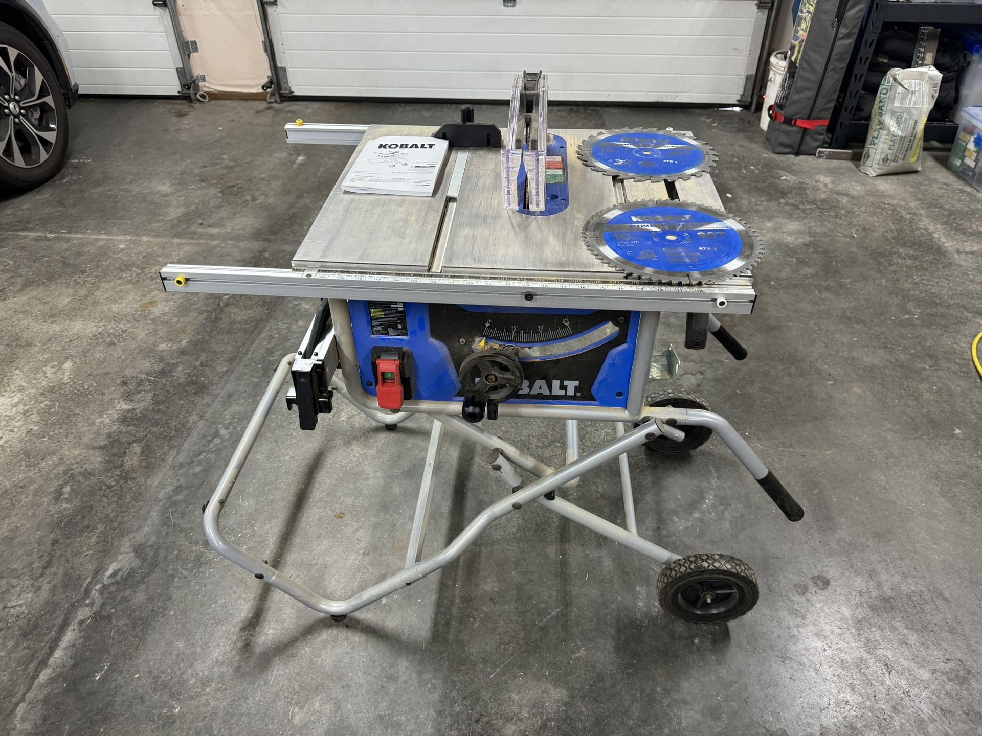 Kobalt 10” Portable Jobsite Table Saw with Foldable Rolling Stand