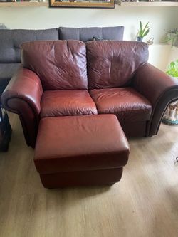 Leather love seat