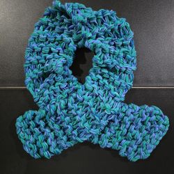 Green, Blue, And Purple Knitted Scarf