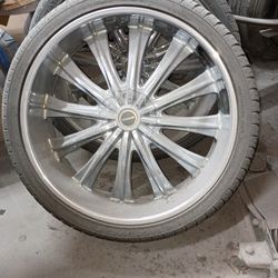 Chrome 26x10 chevy w/ tires