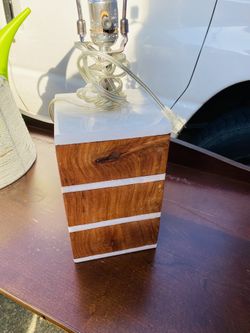 Wood and Marble Lamp