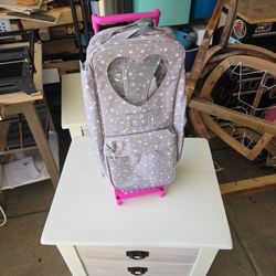 American Doll Travel Case​3-in-1 Doll Travel Case & Rolling Trolley - Grey Star Pattern