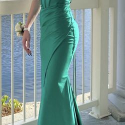 Green Prom Floor Length Dress 