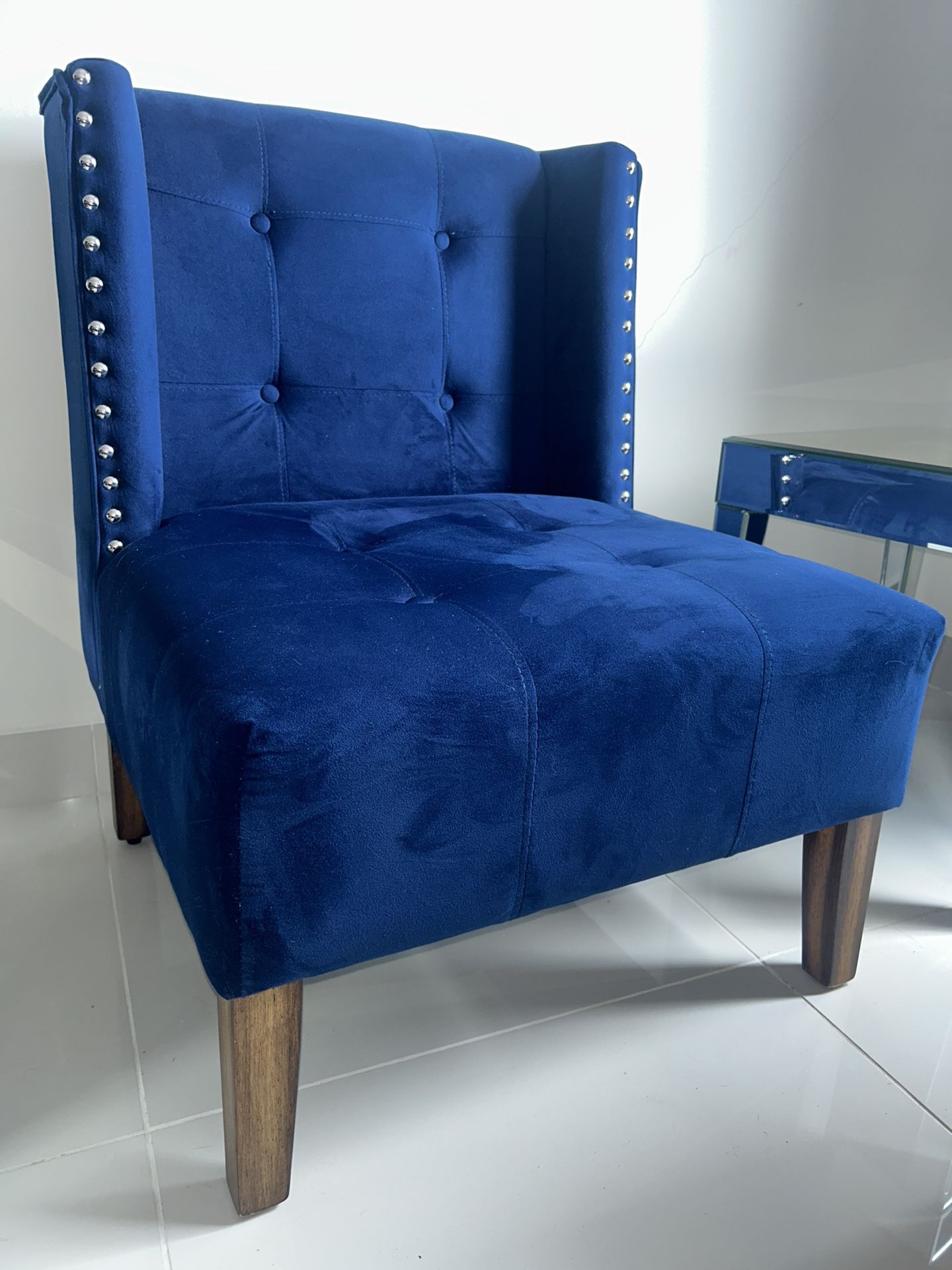 Blue Velvet Sofa Chair 