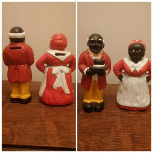 Uncle Ben and Aunt Jemima coin bank / cast iron