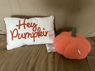 Hey Pumpkin Decorative Pillow and Pumpkin Pillow Set