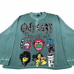 Odyss3y 1 of 1 “HOW W3 COP3” vintage waffle knitted thermal tee