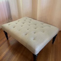 Ottoman -  Coffee Table  - Bench  Tufted Grey Fabric 