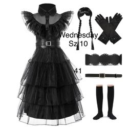 Wednesday Addams Dress Halloween Costume Kids 10 