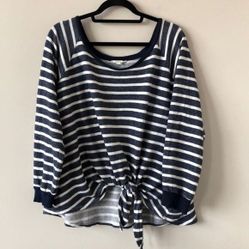 Caslon Stripe Boatneck Knot Front Sweater
