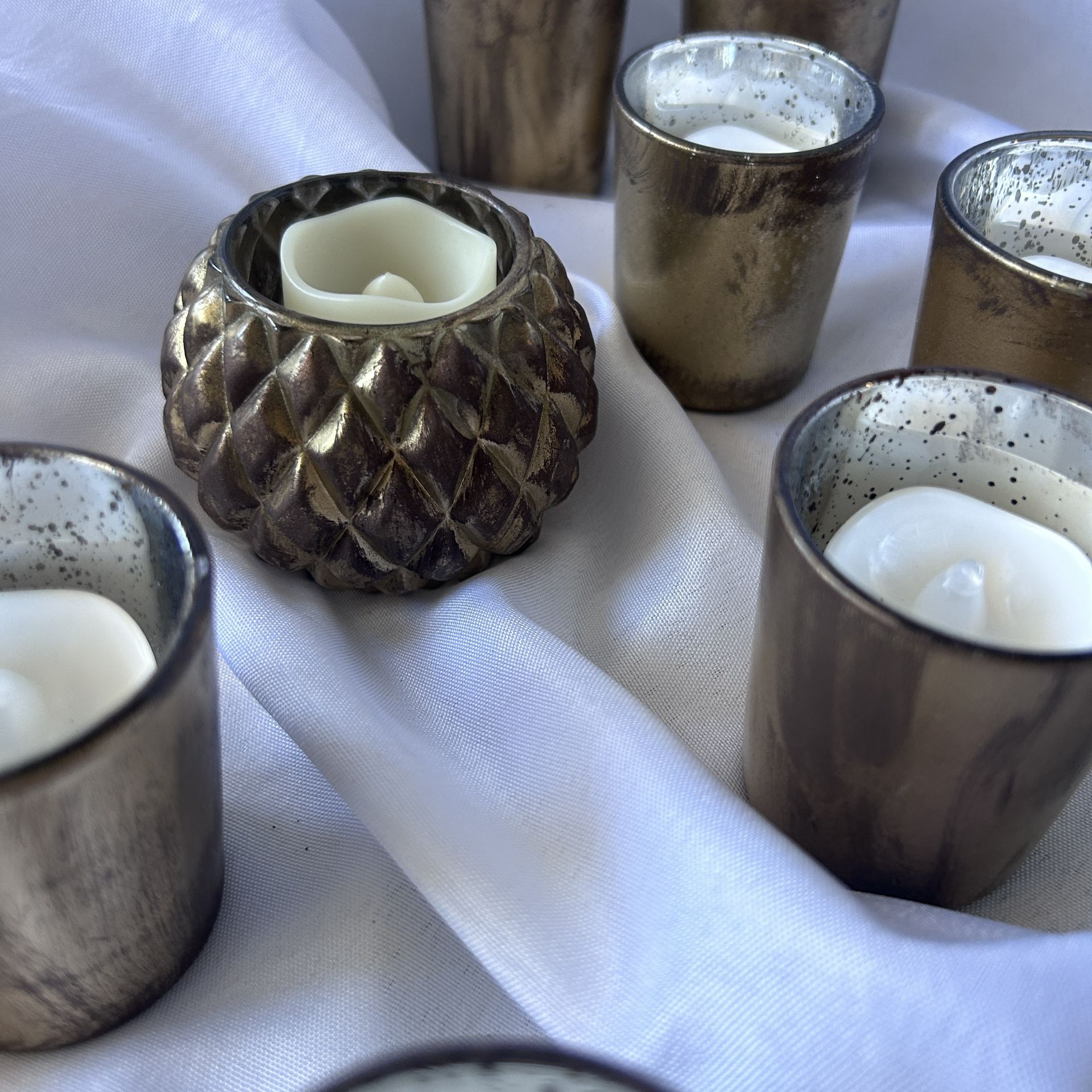 Gold Votives And Faux Candles