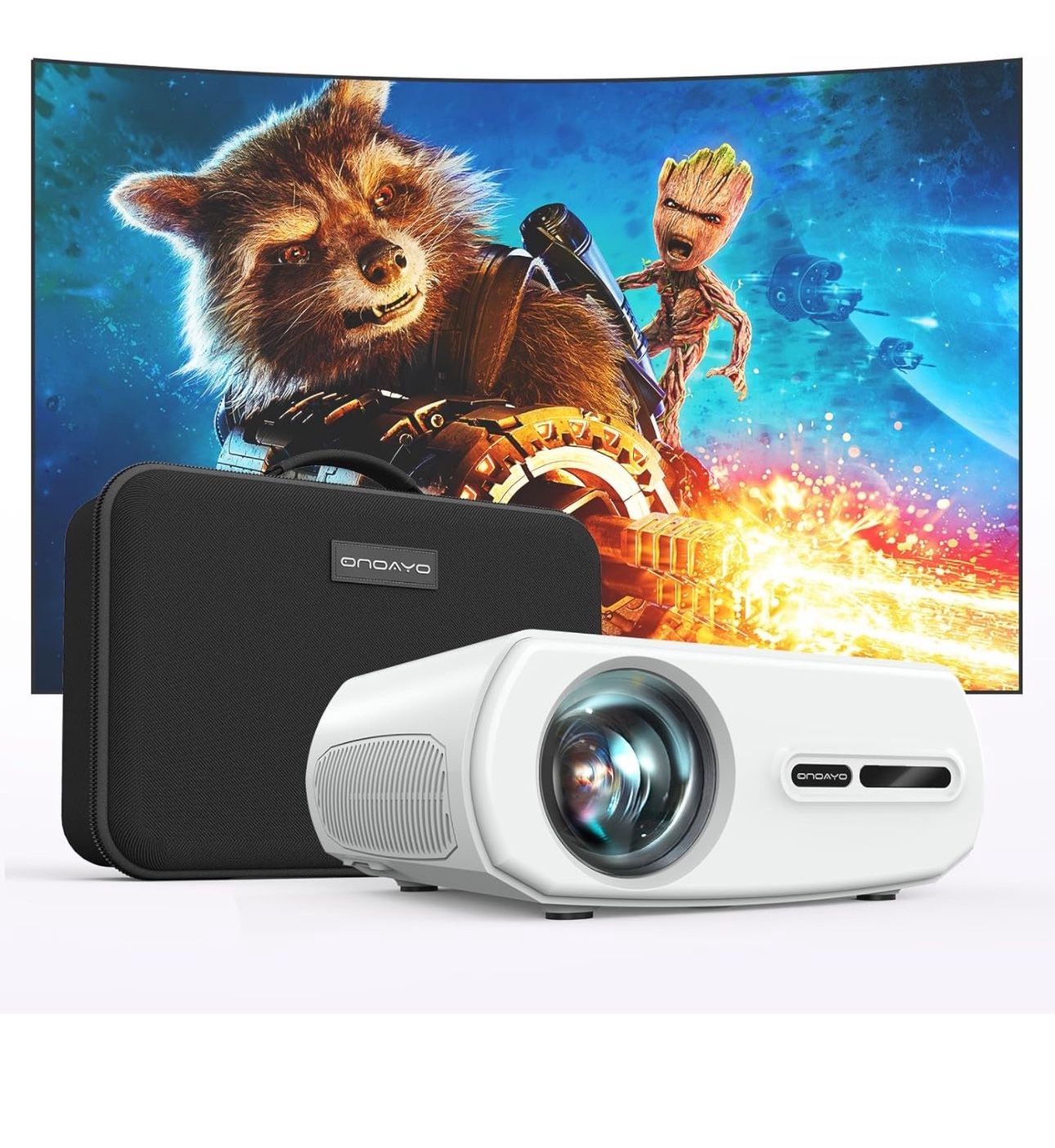 4K Support Projector with Wifi and Bluetooth, ONOAYO AYO1 PRO Portable Mini Projectors for Outdoor Movies Use, Video Projector Ceiling Compatible with