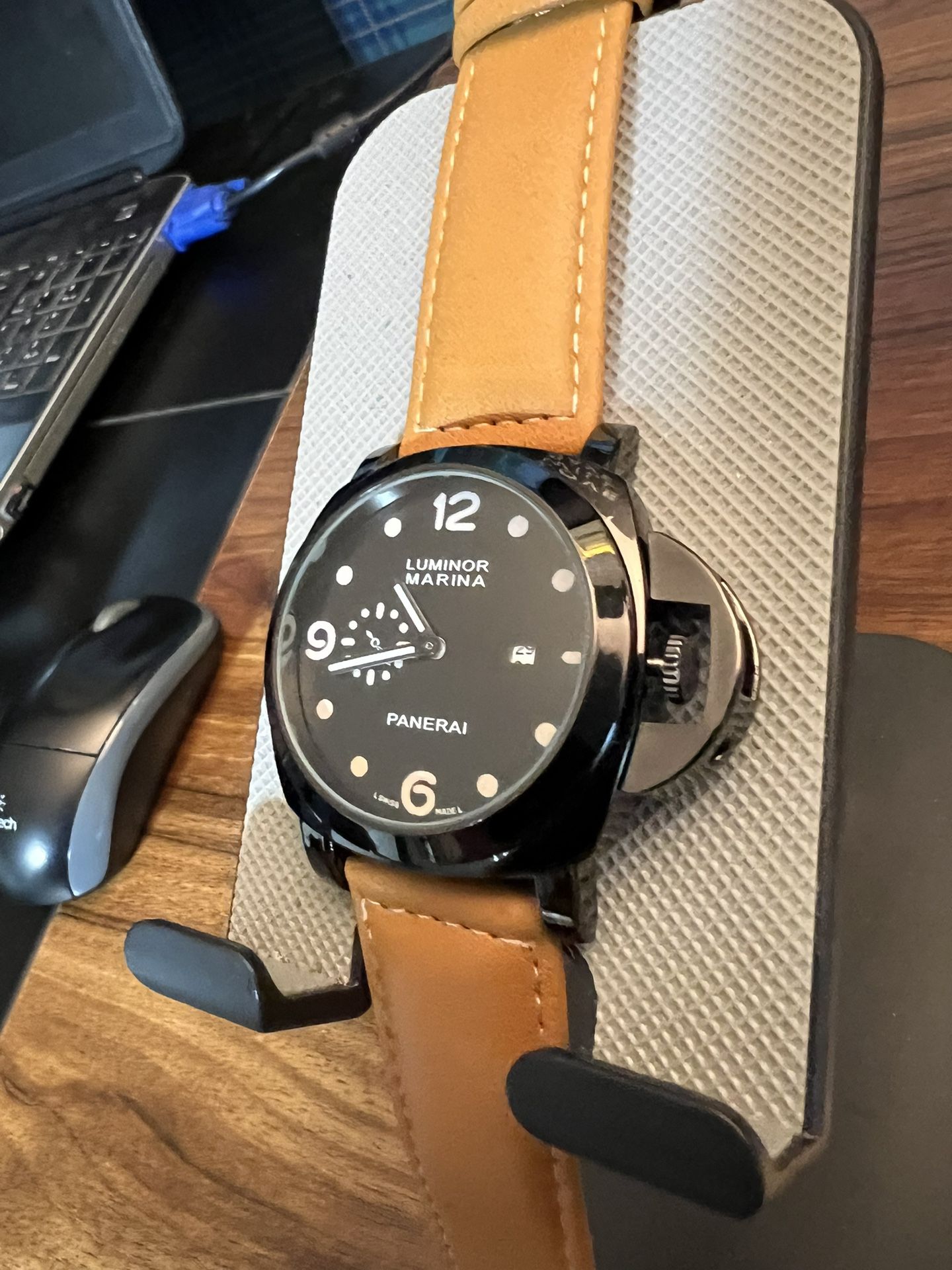 Watch, Panerai, Realistic, fun, secondhand is non-functional, leather band nice timepiece, $129