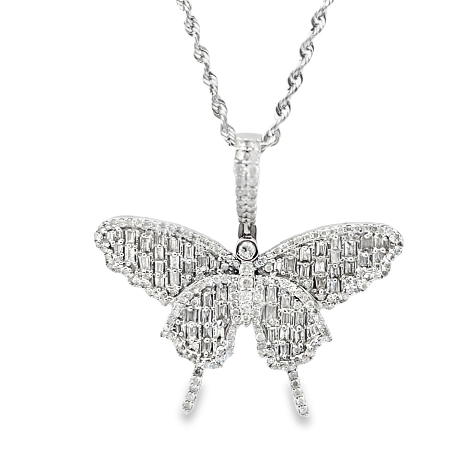 10k White Gold Farandole Butterfly Necklace Set 2.25 ctw