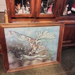 Large Antique Pictures From The '60s Glass Front Wood Frames All Perfect 150 Each