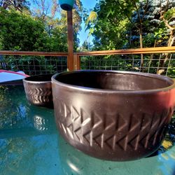 Black matte geometric ceramic planter pots-set of 9in and 7in pot