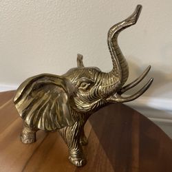 Vintage Mid Century Brass Elephant Statue 8”