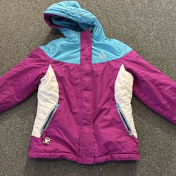 Gerry Jacket GirlsYouth Small 7/8 Purple Blue Gray Full Zip Hooded Ski Winter