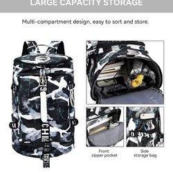 40L Gym Sport Bag Backpack Duffle Bag Weekender Bag Water-resistant Travel Sling