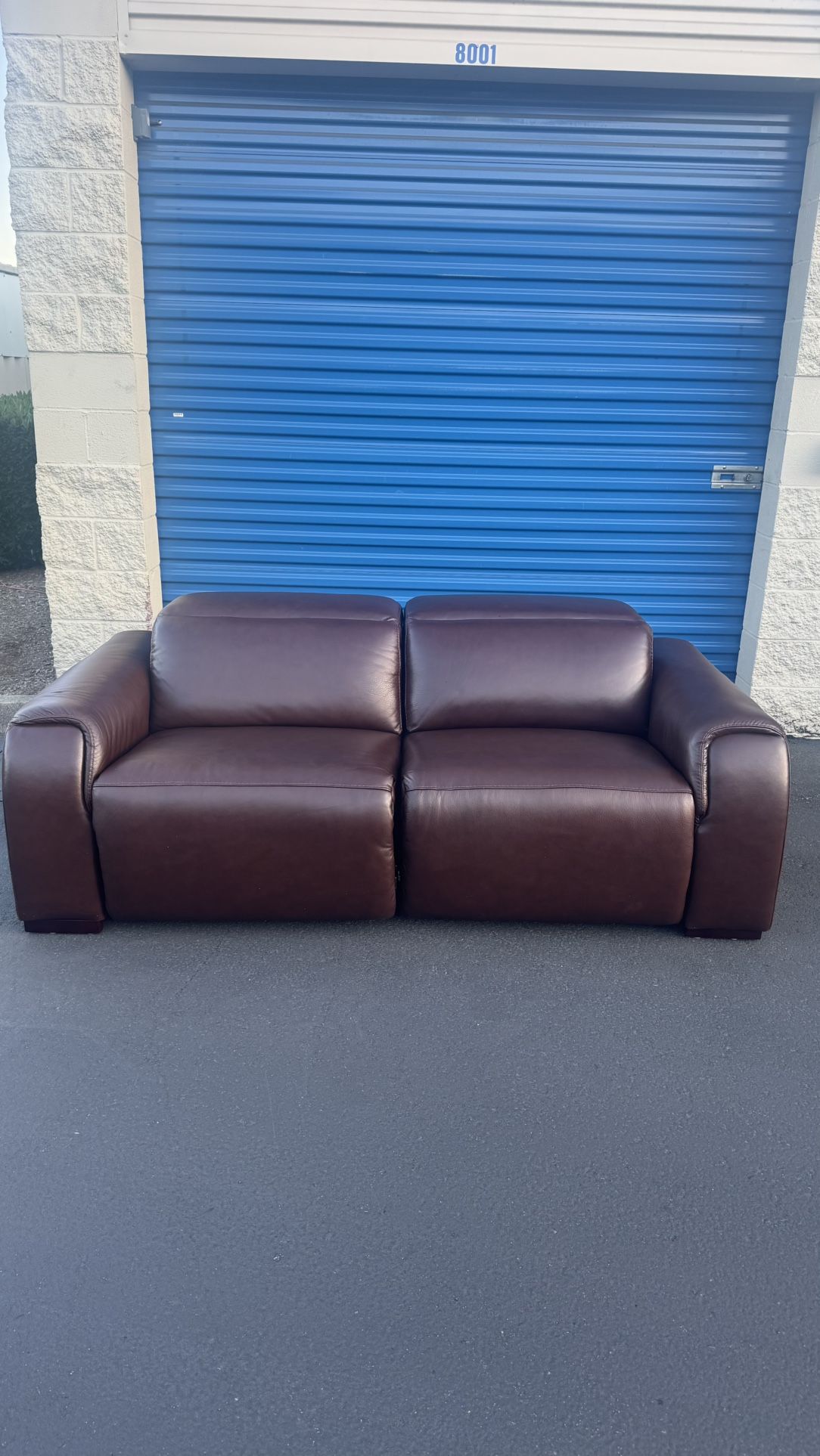 Reclining Top Grain Leather Loveseat