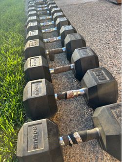 ROGUE DUMBBELL WEIGHTS (FIRM ON ALL INDIVIDUAL PRICES) OR TAKE ALL FOR $600