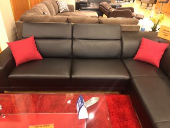 Black Bonded Leather Sectional Sofa