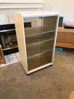 White Dresser with Glass Doors