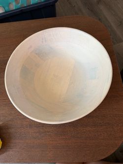 Whitewashed Wooden Serving Bowl