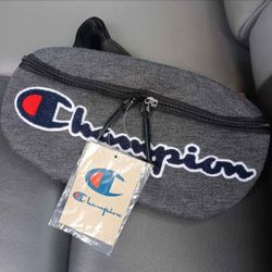 Champion Waist Bag Fanny Pack Cross Body Embroidered Large Dark Grey Over Sized