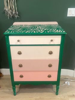 Green Tropical Hand-Painted Dresser