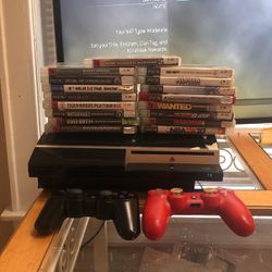PS3 One Controller An All Cords Tons Of Games And Also 1 PS4 Controller LED MOD 