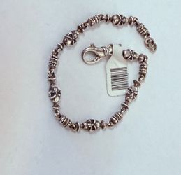 Silver Skull Link Bracelet