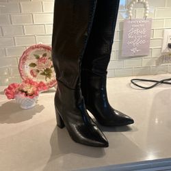 Black Leopard High Boots 