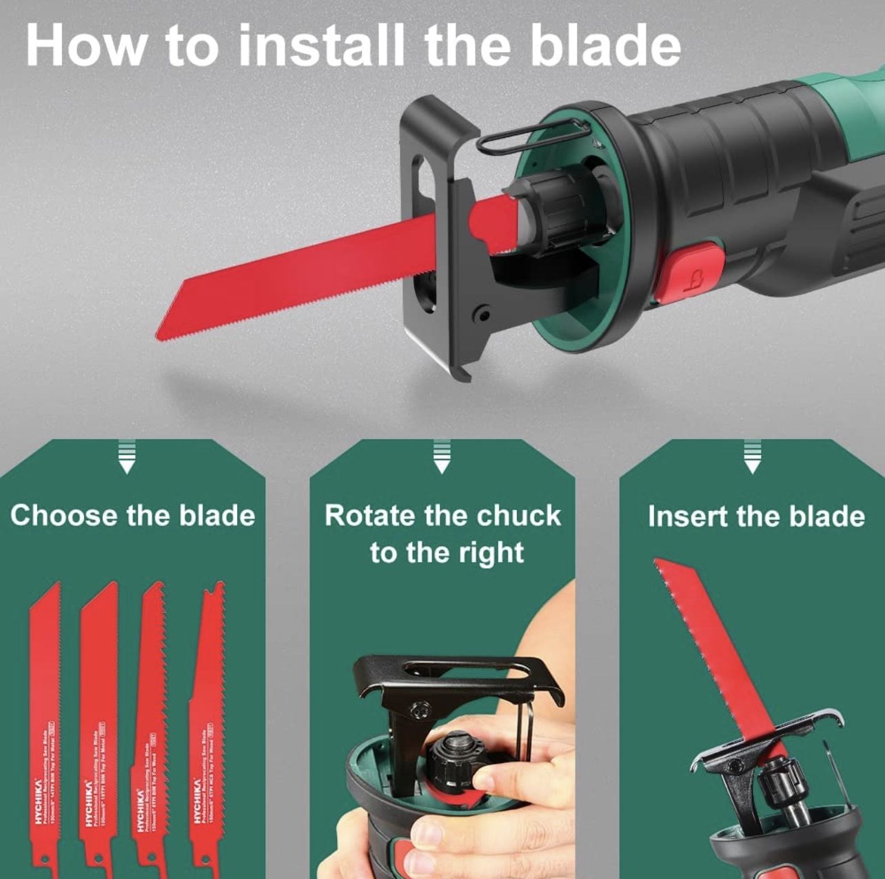 HYCHIKA 20 volt Amp Variable Speed Cordless Reciprocating Saw