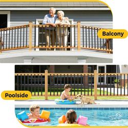 110 Pcs 32'' Rectangular Deck Balusters, Straight Porch Railing Kit with Level, Pre-Installed End Cap & Screws, Anti-Rust Spindles for Balcony, Poolsi