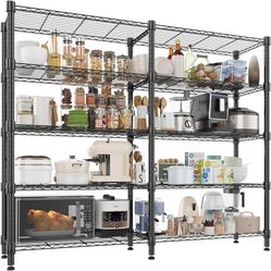 E858 $70   5 Tier Storage Shelves Wire Shelving Unit Metal Shelves for Storage Heavy Duty Garage Shelf Pantry Shelves Kitchen Shelving, 14"x60"x72", B