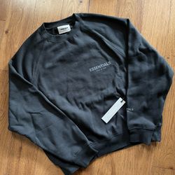 Fear of God Essentials Core Collection Logo Crewneck Sweatshirt FW21 Black Sz XS