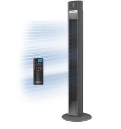 48 in. 12-Speed Oscillating Tower Fan in Gray, Quiet Operation, DC Motor, Remote Control and 12-Hour Timer, 12 in. Dia