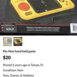 Pac Man hand held game