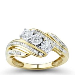 Love Lives Forever 1/2 CT. T.W. Round White Genuine Diamond 10K Gold 3-Stone Ring


