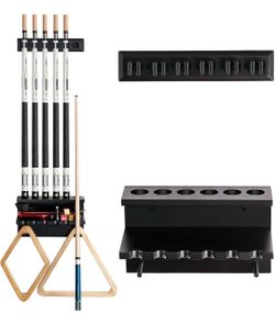 Pool Cue Rack with Wall Mount and Floor Stand
