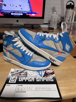 Jordan 1 Retro High Off-White University Blue (UNC) size 8M/9.5W