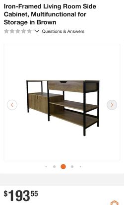 Iron-Framed Living Room Side Cabinet, Multifunctional for Storage in Brown