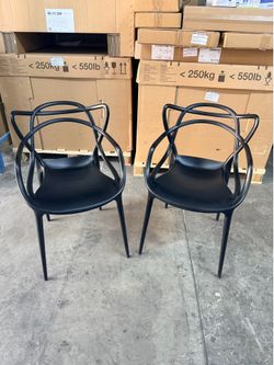 Intertwined black commercial chairs
