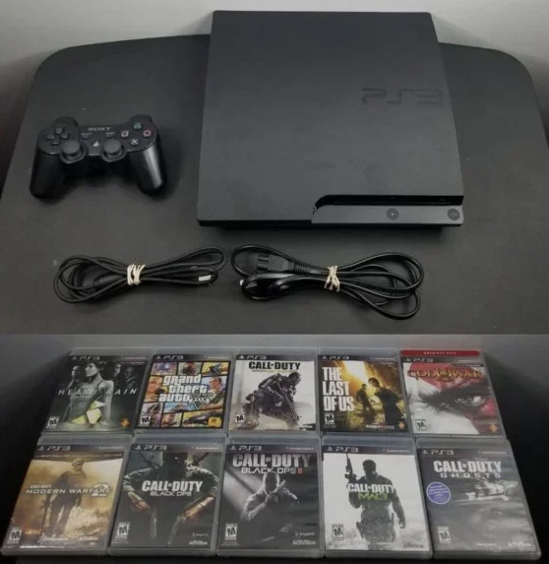 PlayStation 3 PS3 Slim 160GB Console System Bundle w/ Controller & Cords TESTED