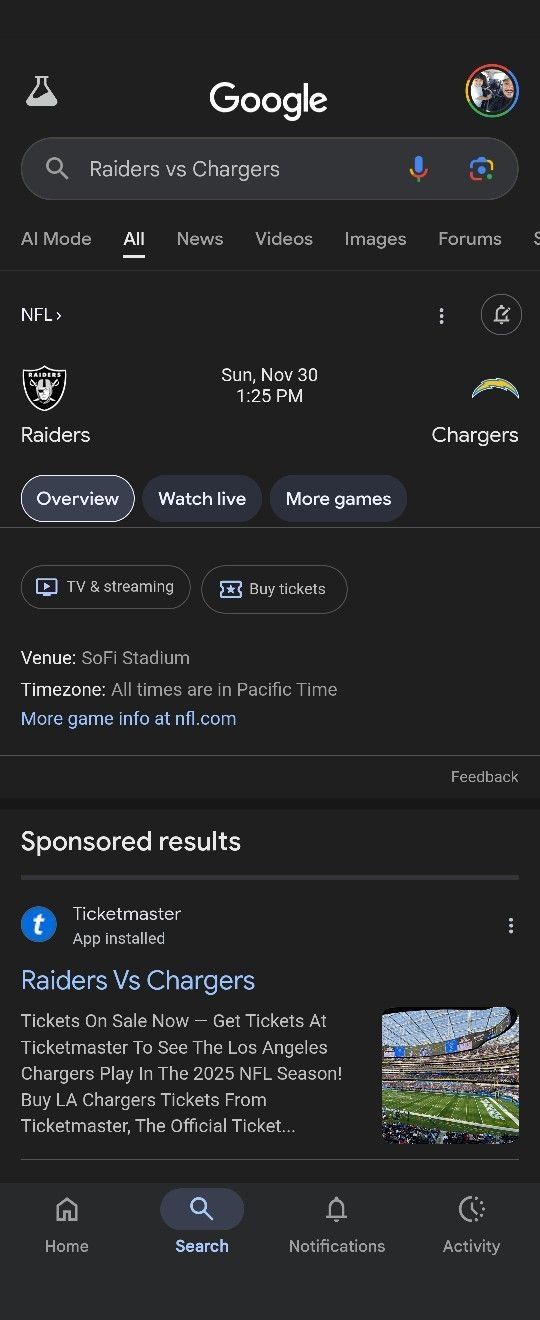 Raiders Vs Chargers Game 