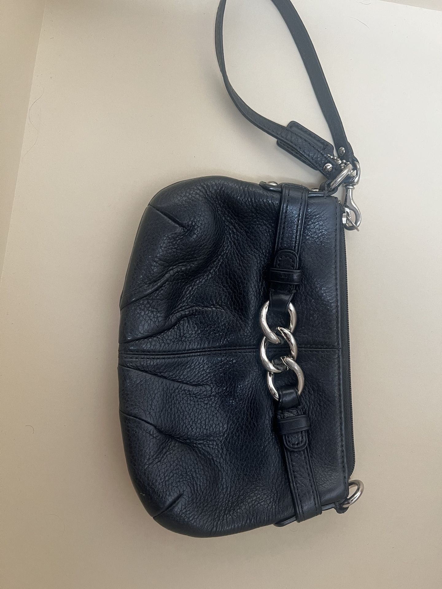Black Coach Leather Small Purse With Wristlet 